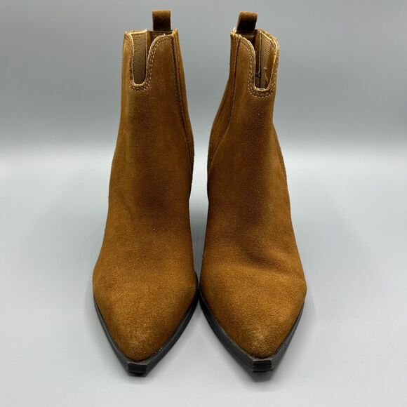 Marc Fisher Boot Maree Brown Suede Leather Ankle Heeled Bootie Western Size 7 M - Picture 2 of 10